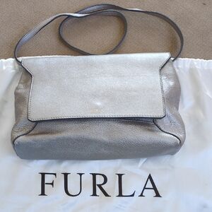 NWOT Furla Metallic Silver Crossbody Bag